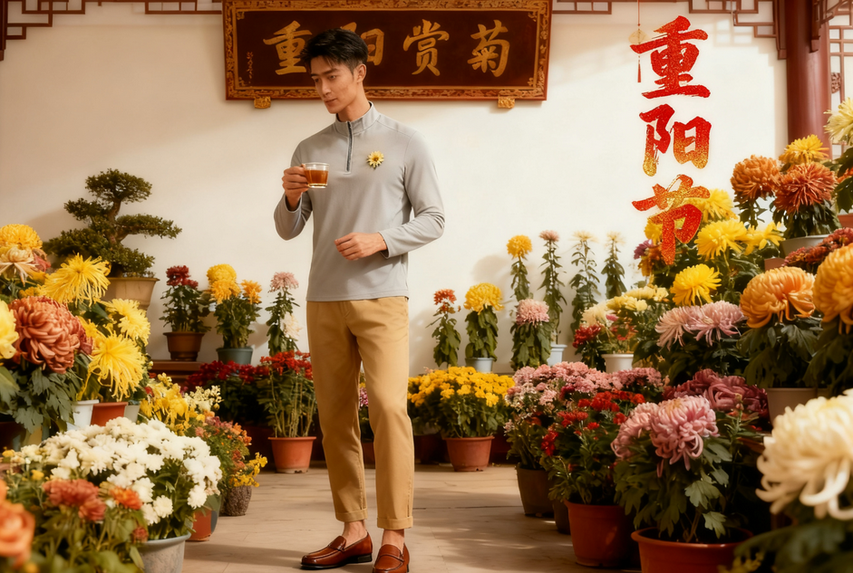 重阳节男士浅灰色立领长袖搭配教程：181cm、170斤白皮黄种人的吸睛之选