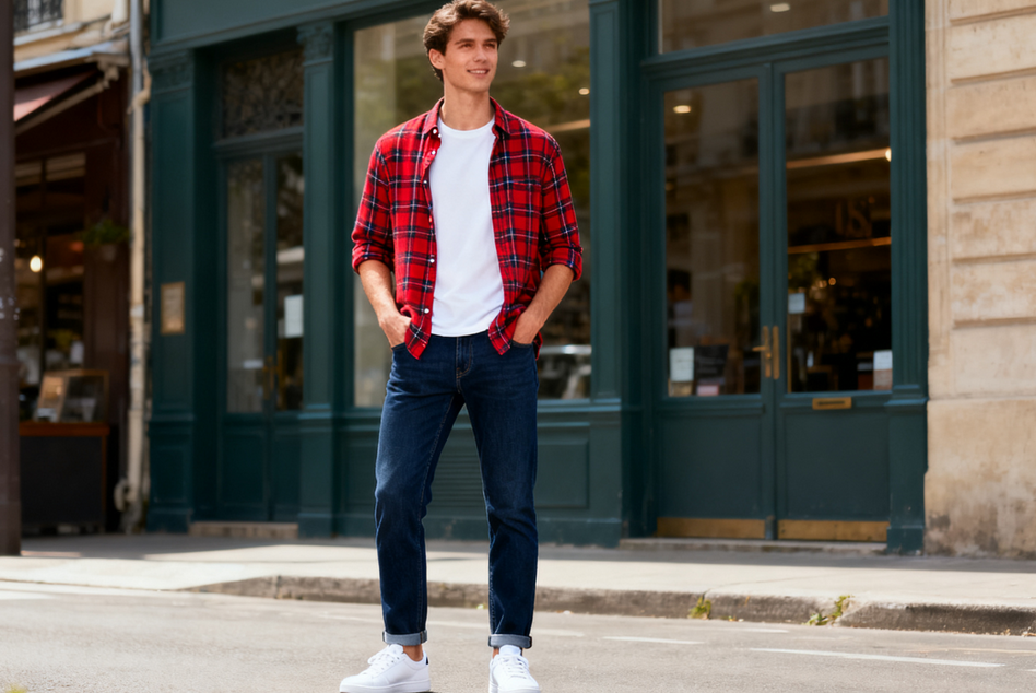 181cm男士红色格子衬衣穿搭教程：吸引异性的全方位指南