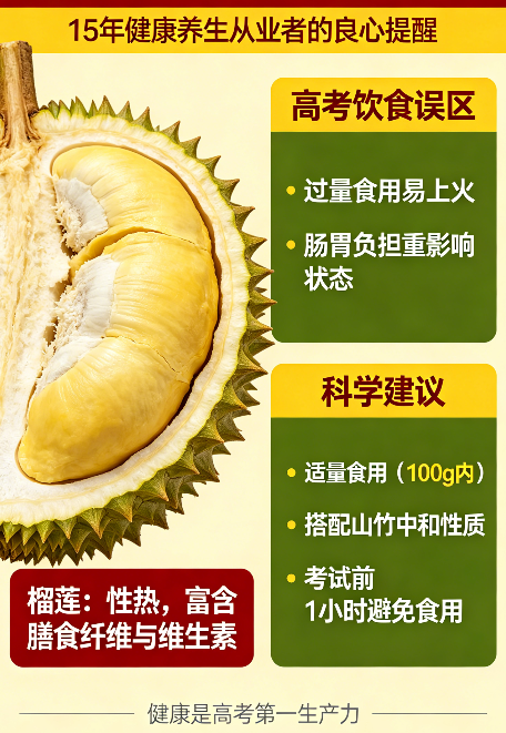 飞将军健康生活养生馆 高考前吃榴莲=毁掉三年努力?干了15年健康养生,这话我不说良心过不去!(图1)