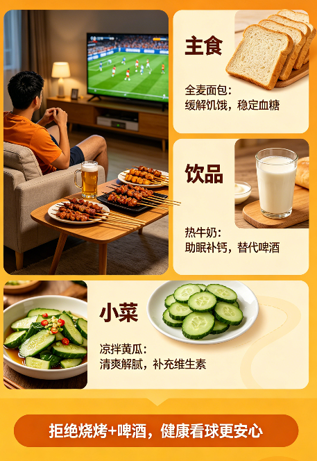 飞将军健康养生网 熬夜看球还在啃烧烤喝啤酒?全家"保命"吃法,照着做就行!(图1)